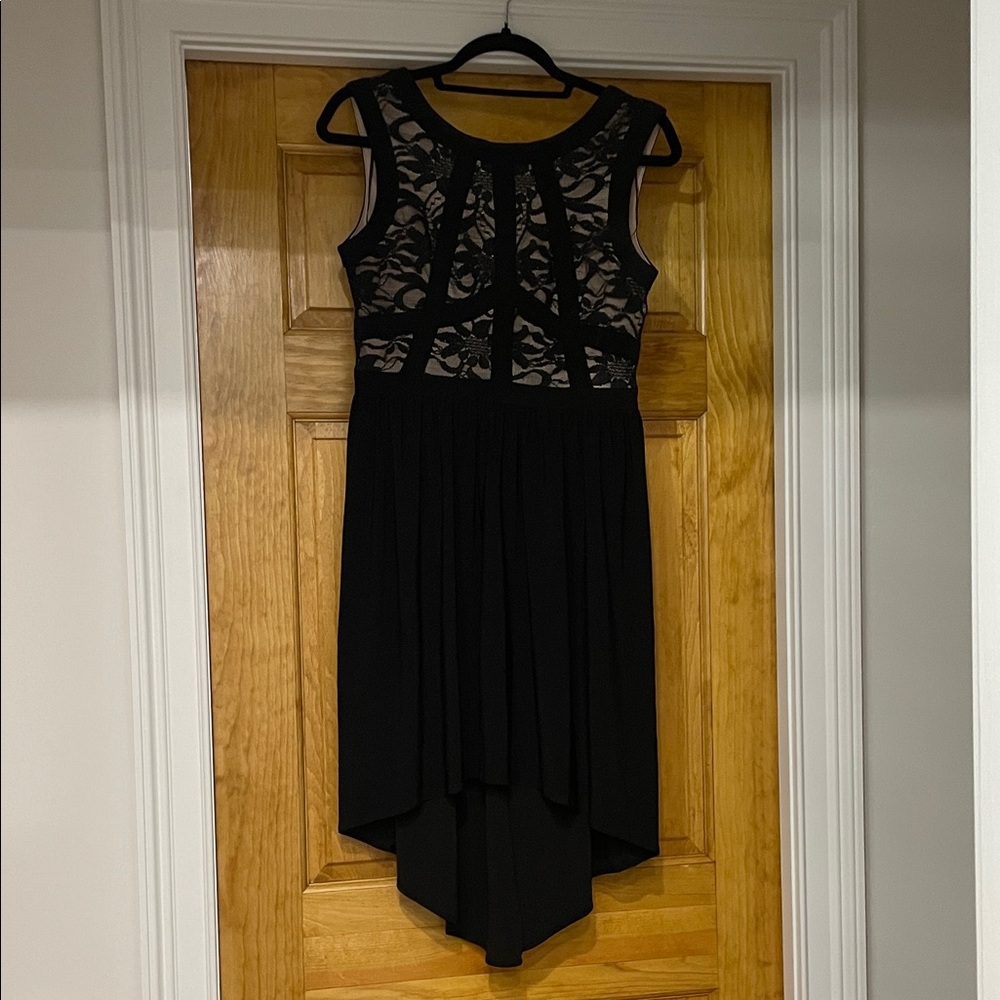 R&M Richards Black Lace High-Low Dress